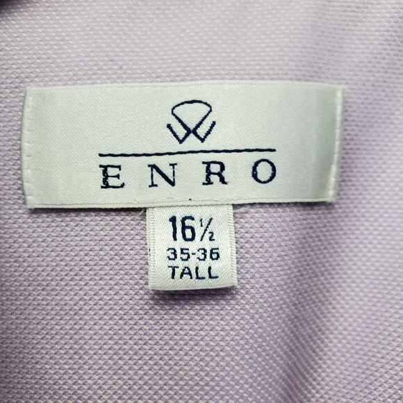 Enro Shirt Mens Size 16.5 Purple Royal Oxford Non-Iron Long Sleeve Classic Dress - Picture 2 of 7